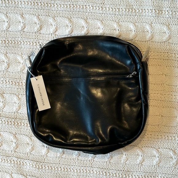 Brontibay Paris "Ravello" bag in black leather with cobalt satin lining - Picture 4 of 4